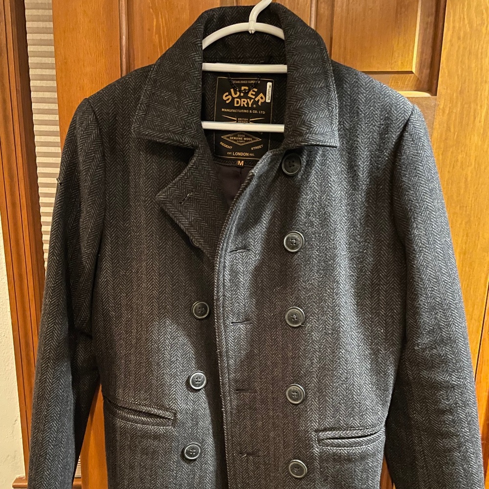 Superdry Men’s Herringbone Peacoat